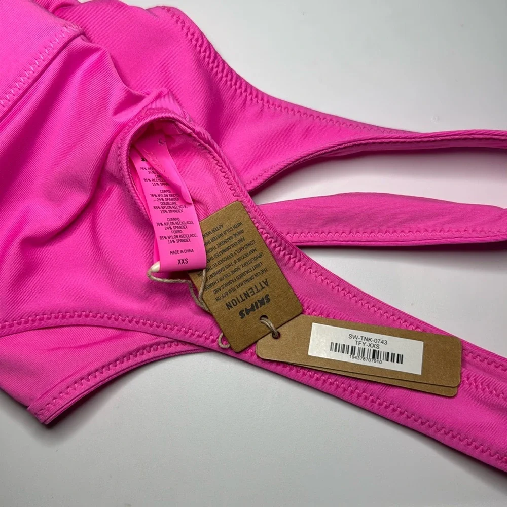 NWT SKIMS SWIM TANK BIKINI TOP TAFFY PINK SIZE XXS
